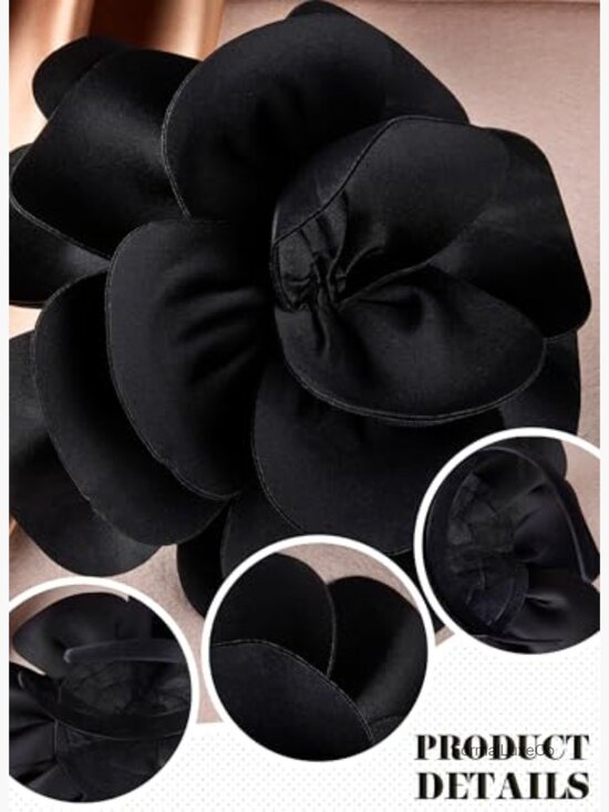 Black Large Flower Fascinator Headband for Women Cocktail Wedding Tea Party Hat main image 5